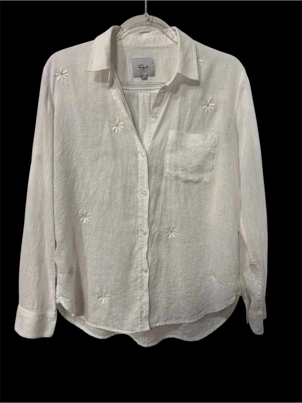 Rails Charli Linen Blend Button Down Shirt Daisy Embroidery Size Small - Picture 4 of 13